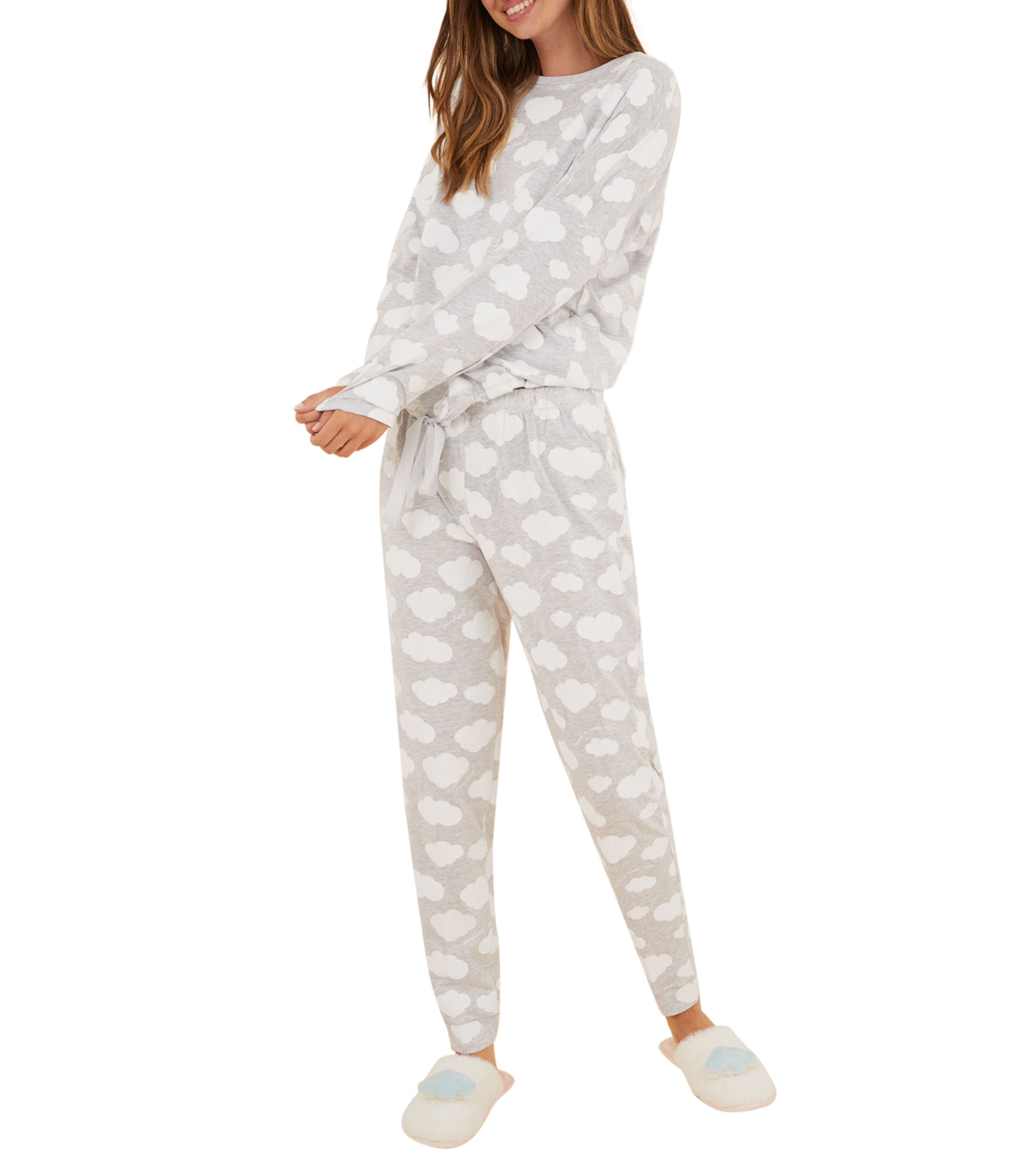 Pijama Mujer Calida Sueños Suaves - Con Puños Y Suéter, Rayas, Corte Casual
